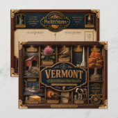 Vermont Shadow Box 3D Figuur Staat Briefkaart (Voorkant / Achterkant)
