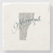 Vermont Shape Typografie Vermonter Gray Stenen Onderzetter (Voorkant)