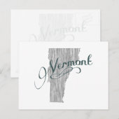 Vermont Shaped  Gray Typografie Name Briefkaart (Voorkant / Achterkant)