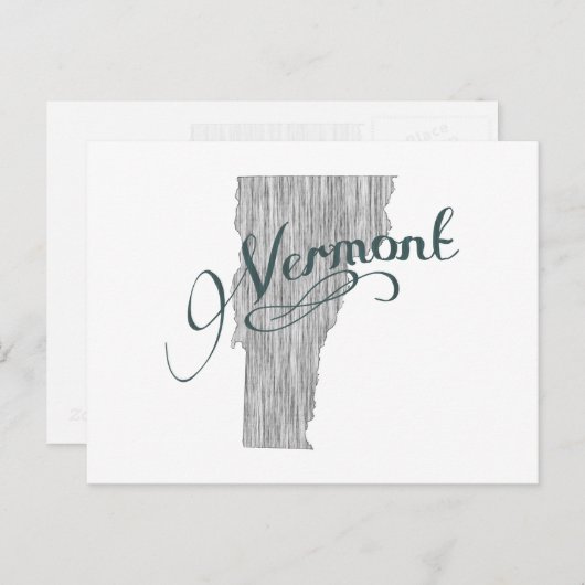 Vermont Shaped  Gray Typografie Name Briefkaart (Voorkant / Achterkant)