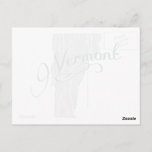 Vermont Shaped  Gray Typografie Name Briefkaart (Achterkant)