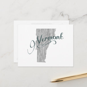 Vermont Shaped  Gray Typografie Name Briefkaart