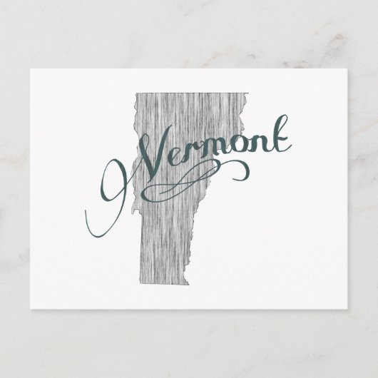 Vermont Shaped  Gray Typografie Name Briefkaart (Voorkant)