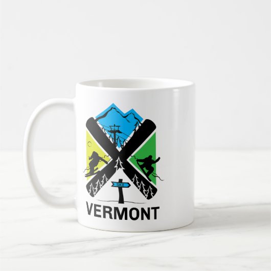 Vermont Ski T Shirt - Skiing And Snowboard Accesso Koffiemok (Links)