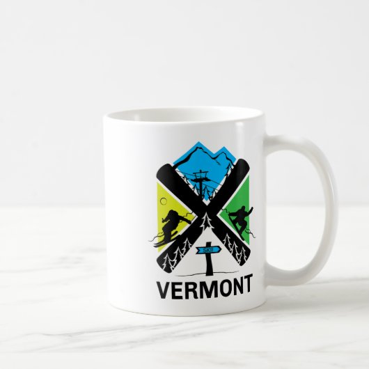 Vermont Ski T Shirt - Skiing And Snowboard Accesso Koffiemok (Rechts)
