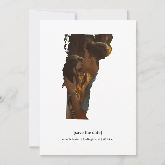 Vermont Sla de datum fotokaart op Save The Date (Voorkant)