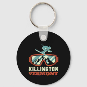 Vermont Snow Mountain Retro Skiën en Sno Sleutelhanger