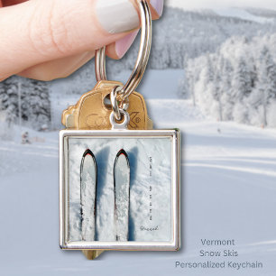 Vermont Snow Ski Sneeuwgebonden Sleutelhanger