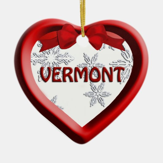 Vermont Snowflake Heart-kerstversiering Keramisch Ornament (Voorkant)
