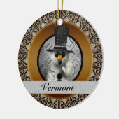 Vermont Snowman kerstversiering Keramisch Ornament (Links)