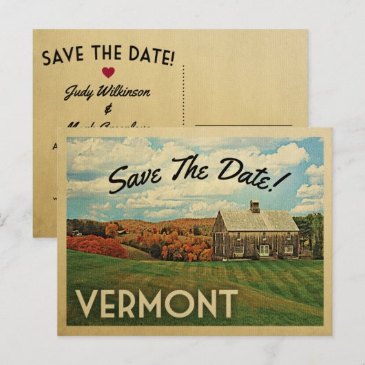 Vermont sparen de  Briefkaarten van de Datum (Voorkant / Achterkant)