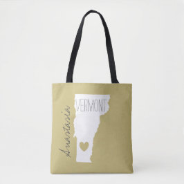 Vermont staat kaart personaliseren naam tote bag