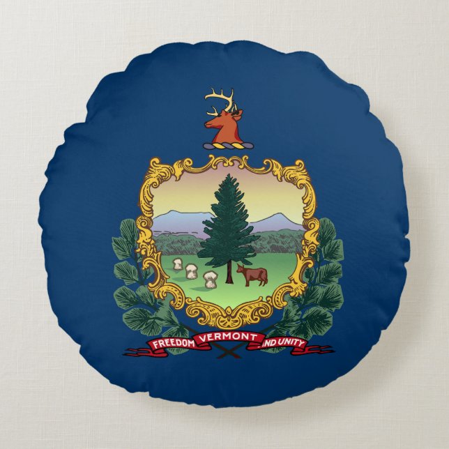 Vermont Staatsvlag Rond Kussen (Voorkant)