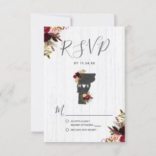 Vermont State Bestemming Rustic Huwelijk RSVP Kaartje