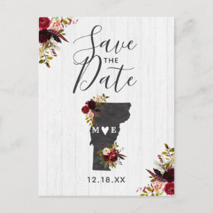Vermont State Bestemming Rustic Save the Date Aankondigingskaart