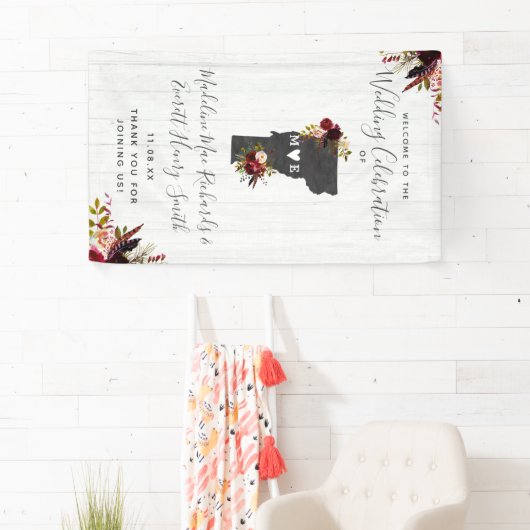 Vermont State Bestemming Rustieke bruiloft Welkom Spandoek (Insitu)