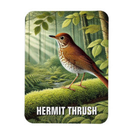 Vermont State Bird Hermit Thrush Magneet