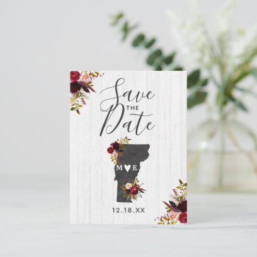 Vermont State Destination Rustic De datum opslaan Aankondigingskaart (Staand voorkant)
