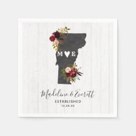 Vermont State Destination Rustic Wedding Monogram Servet