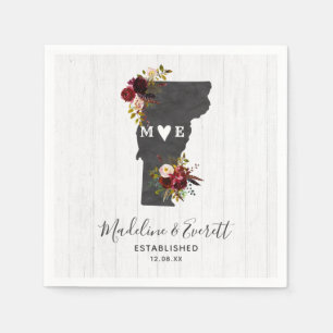 Vermont State Destination Rustic Wedding Monogram Servet