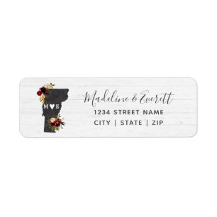 Vermont State Destination Wedding Return-adres Etiket