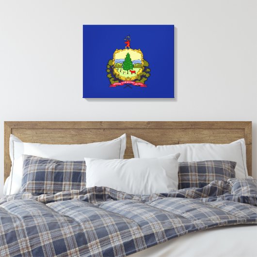 Vermont State Flag Design Decor Canvas Afdruk (Insitu (Slaapkamer))
