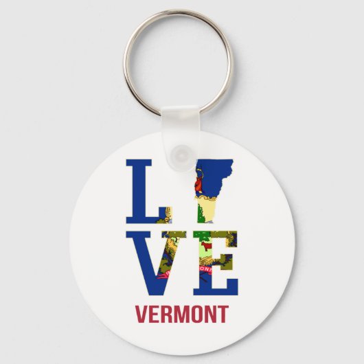 Vermont State Flag Love Sleutelhanger (Voorkant)