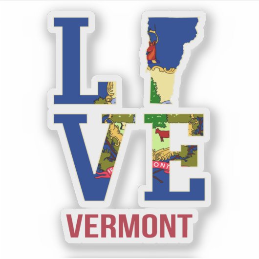 Vermont State Flag Love Sticker (Voorkant)