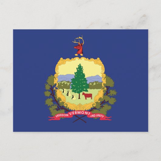 Vermont State Flag Pine Tree Cow Maple Mountain Briefkaart (Voorkant)