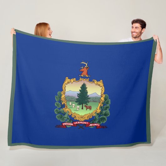 Vermont State Flag Print Patriot Fleece Deken (In situ)
