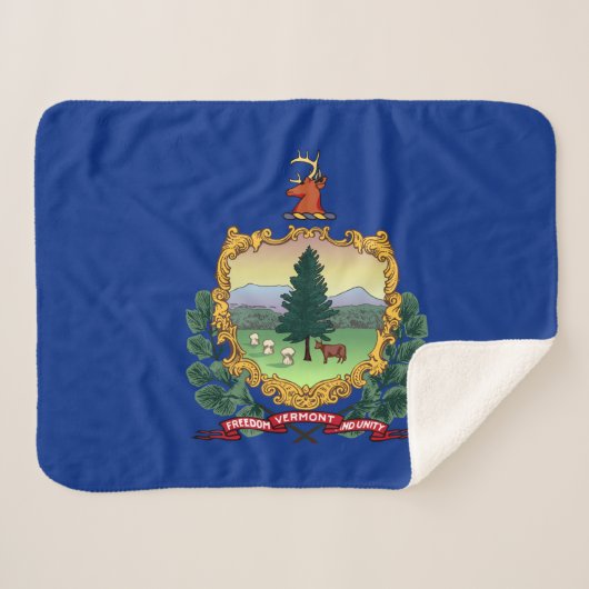 Vermont State Flag Print Patriottisch Sherpa Deken (Voorkant (horizontaal))