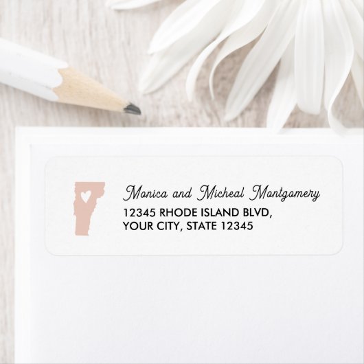 VERMONT State Map met hart - ELKE KLEUR Etiket (Insitu)