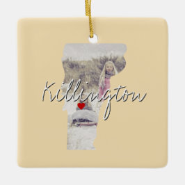 Vermont State Photo insert and town name Keramisch Ornament