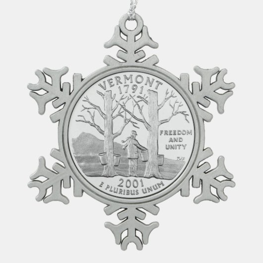 Vermont State Quarter Tin Sneeuwvlok Ornament (Voorkant)