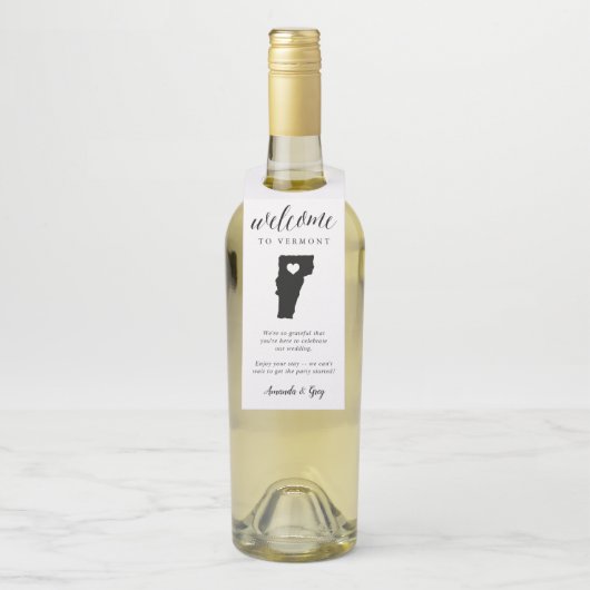 Vermont State Wedding Welcome Favor Flessenhanger (Op fles)