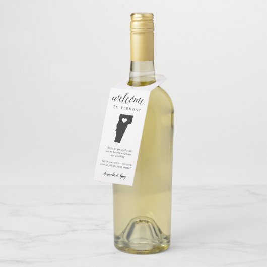 Vermont State Wedding Welcome Favor Flessenhanger (Schuin)