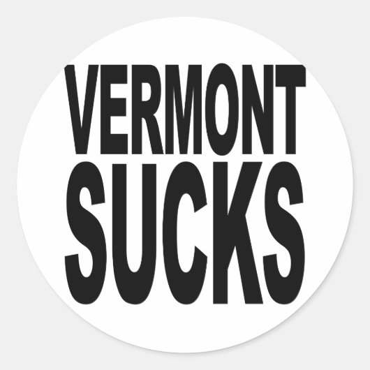 Vermont Sucks Ronde Sticker (Voorkant)