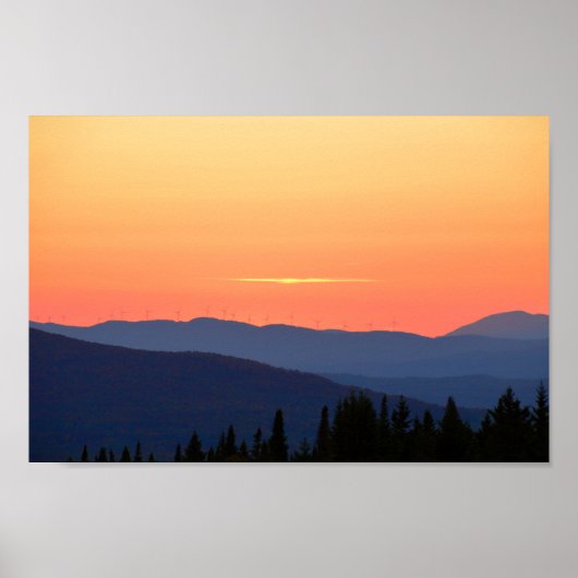 Vermont Sunset met windturbines Poster (Voorkant)