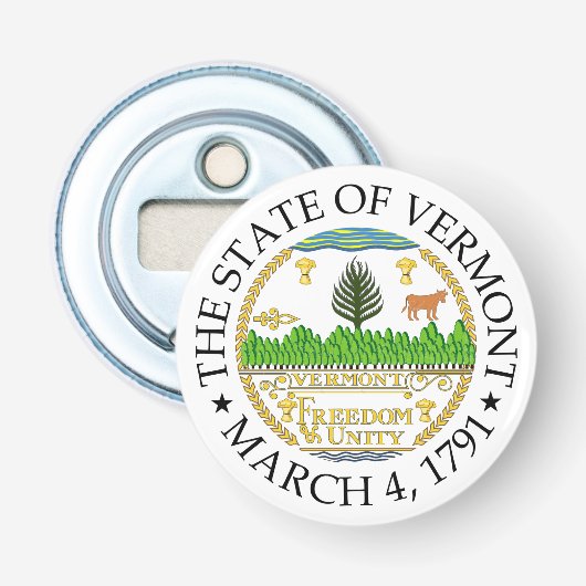 Vermont-teken Button Flesopener (Voorkant)