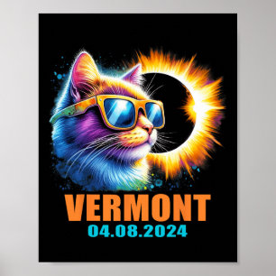 Vermont Totaal Zonneverduistering 2024 Cat Zonneve Poster