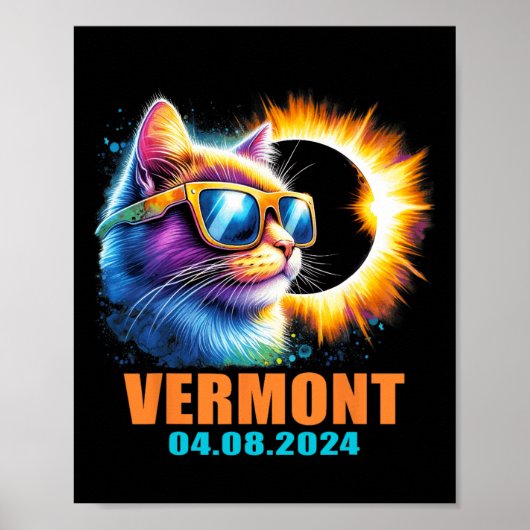 Vermont Totaal Zonneverduistering 2024 Cat Zonneve Poster (Voorkant)