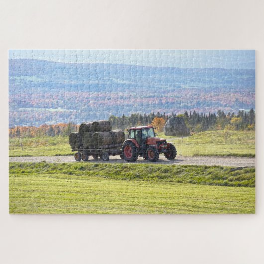 Vermont Tractor Hauling Hay Bales Legpuzzel (Horizontaal)
