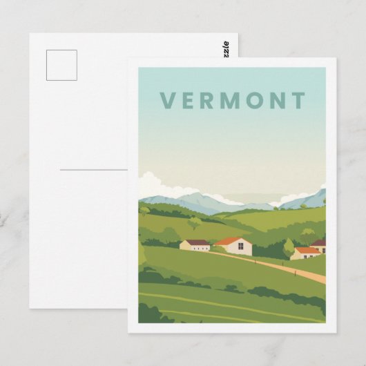 Vermont USA Beroemde Reisplaats Illustratie Briefkaart (Voorkant / Achterkant)