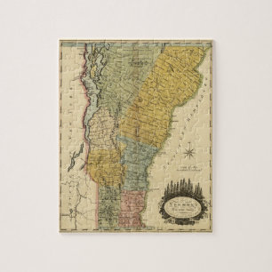 Vermont, van de werkelijke enquête - kaart 1814 legpuzzel