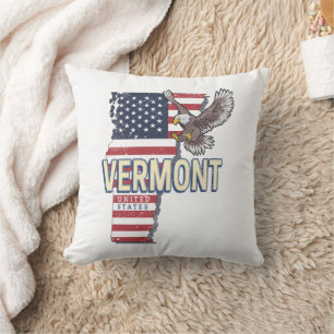 Vermont Verenigde Staten Retro State Kaart Vereni Kussen