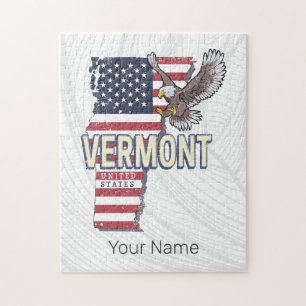 Vermont Verenigde Staten Retro State Kaart  Vereni Legpuzzel