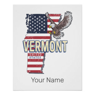 Vermont Verenigde Staten Retro State Kaart  Vereni Perfect Poster
