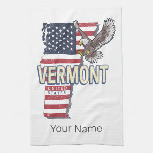 Vermont Verenigde Staten Retro State Kaart Vereni Theedoek