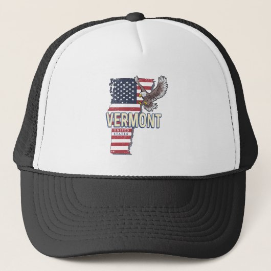 Vermont Verenigde Staten Retro State Kaart  Vereni Trucker Pet (Voorkant)