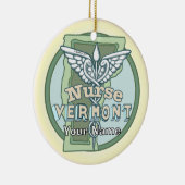 Vermont Verpleegster Caduceus Keramisch Ornament (Rechts)